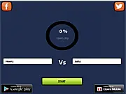 Test Your Love free online game screenshot showing a compatibility score on a screen