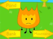 Firey's Candy Bar Adventure online game, Firey holding a candy bar and looking confused
