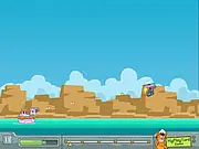 Free Fred shooting game, aiming a cannon at a ship convoy to rescue a pet shark