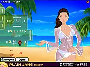 Plain Jane Swimming Lessons makeover game, showing fashion, makeup, and dress up options for a girl