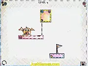 Crazy Piggy game screenshot showing a pig, cut ropes, and a flag, free online physics puzzle game.