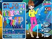 Tina the teen girl in Aquarium Travel dress up game selecting an outfit for her trip to see marine animals, play free online fashion game.