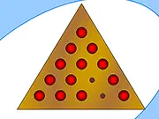 The Peg free online game board showing the triangular arrangement of wooden pegs for the brain challenge