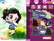 Magic Girl 1 Dress Up game image showing two girls, Kim and Lil, wearing colorful, magical fantasy outfits and accessories