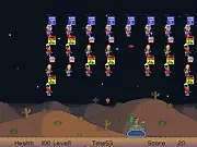 Play Alien Planet Invaders free online shooter game, battling self-cloning flying enemies on PlayArcadeHub