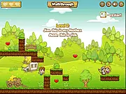 Screenshot of Jim Loves Mary game showing the two characters, Jim and Mary, on different platforms trying to reach a heart.