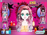 Emo Beauty Salon Makeup free online girl game screenshot of Barbie getting a face tattoo