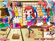 Screenshot of the free online dress-up game Cherry Blossom Girl, showing a character named Kate wearing a stylish spring outfit standing beneath blooming pink cherry trees