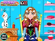 Frozen Anna Messy Hair Care game online, play free princess makeover, fix Anna's hair, choose party dress up