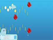 Swift Swimming 2 online game screenshot - dolphin and friend dodging puffer fish at PlayArcadeHub