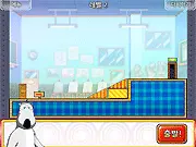 Backkom to Save Penguins free online game, bear character placing shapes to help penguins, physics puzzle game on PlayArcadeHub