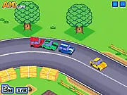 Turbo Drifters online game screenshot showing a red race car drifting around a sharp corner at high speed