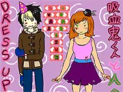 Play Vampire & Man-Eater Dress Up Online free game: styling Kyuketsuki-kun and Hitokui-chan for a date night