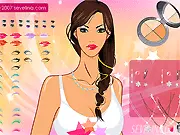 Makeover Lika game screenshot showing the modern, happy girl Lika ready for a makeup session to create a proper, stylish look.