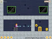 Copy Shot brain teaser game character using a weapon to copy a block to solve a puzzle and escape aliens