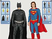Screenshot of the Dean and Sam Dress Up game showing the Winchester brothers in their signature plaid shirts and jeans, with options to change their clothes.