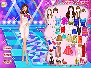 The finished look of a girl wearing a dazzling pink prom dress and a tiara, as seen in the Sparkling Prom Queen online dress up game on PlayArcadeHub.