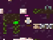 The retro pixel-art style of the Temple of the Faceless Minotaur game, showing the hero standing in a dark, maze-like corridor.