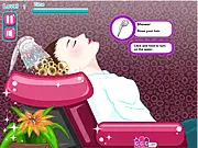 Hair Expert 2 free salon challenge game screenshot showing a professional hairdresser character styling a customer's hair in a brightly lit salon