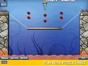 The Flood Inception Part 2 game screen showing a character perched precariously above rising orange lava, surrounded by ropes, boxes, and a bomb used for solving the puzzle