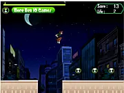 Ben 10 character running and jumping to catch Zombozo in the action-adventure platformer game
