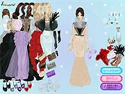 Screenshot of New Season's Fashion dress up game showing a model wearing a luxurious, flowing gauze gown