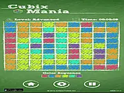 Cubix Mania online game screenshot, 2-D combination puzzle game with colored blocks, play free on PlayArcadeHub.