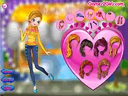 The main character from the Dating in Cinema Dress Up game showing her outfit outside a movie theater
