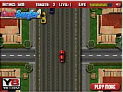Action screenshot from Red Fury Unleashed showing a red car chasing another vehicle in a high-speed car combat game
