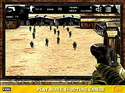 Play The Lone Patrol online free shooting game on PlayArcadeHub, defending a base and survivors from enemy soldiers while managing ammo.