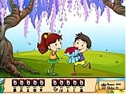 Hidden Words Love Story free puzzle game screenshot showing various hidden love symbols scattered across a romantic illustration