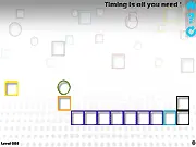 Screenshot of BALANZZE physics game showing various colorful blocks stacked precariously on a platform, free online puzzle game