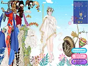 Greek Mythology Goddess dress up game featuring Aphrodite, Athena, and Hera, free online fashion game.