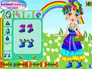 Rainbow Girl Dress Up game, play free online fashion game, style a girl with colorful rainbow-themed outfits and accessories