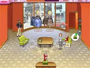 Dress Up Rush free online time management game screenshot featuring a busy manager serving customers in a clothing store on PlayArcadeHub.Net