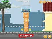 Screenshot of the Bad Delivery puzzle game showing items connected by lines and floating above a dashed 'delivery' line, free online physics game