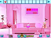 Screenshot of Valentines Room Escape, showing a brightly decorated room with heart-themed objects and several hidden puzzle elements.