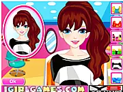 Emma's Hair Salon game online, virtual hairdresser styling client's hair, free fashion game for kids