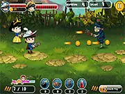 Prince and Princess Shoot Zombie free online game, royal defense against zombie invasion, action shooting game, play on PlayArcadeHub