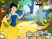 Screenshot of Snow White Fantastic Dress Up game showing the princess in a customizable royal dress - free online princess fashion game