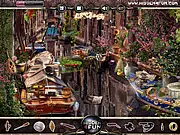 Screenshot from A Day in Venice Carnival game showing gondolas on a canal and masked characters - free online puzzle game