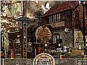 Steampunk World free online puzzle game screenshot, showing a scene full of brass gears and hidden objects to find
