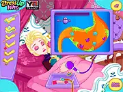 Elsa's Stomach Virus game, Queen Elsa with stomach pain, performing surgery and dress up, free online doctor game