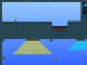 Screenshot of the 4B10 2D Retro Platformer free online game showing a pixelated character jumping over spikes on PlayArcadeHub.