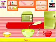 Screenshot of the Hot Fudge Ice Cream Cake cooking game showing the final layered dessert
