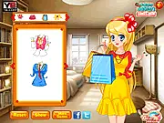 Screenshot of Spring Mall Fashion Online free dress up game showing Nina's character model with fresh makeup and trying on a cute new spring dress