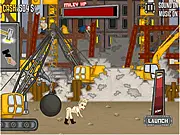 Screenshot of Flying Cyrus - Wrecking Ball launch game showing the character mid-flight over a concert crowd with various bonuses floating nearby