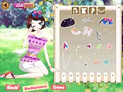 Screenshot of the Precious Daughter free online dress up game showing the girl happily browsing stylish new clothes in a boutique on PlayArcadeHub.