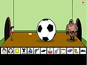 Messi CR7 Saw Game online banner showing cartoon versions of Lionel Messi and Cristiano Ronaldo trapped in a puzzle room with the villain Pigsaw