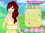 Screenshot of the Makeup for Spring free online makeover game showing a model with vibrant, seasonal makeup on PlayArcadeHub.